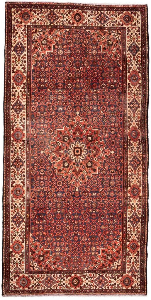 Hand-Knotted Medallion Area Rug - Navy Blue and Red - 178X173 CM | 5'10"X5'8" therugsoutlet.ca