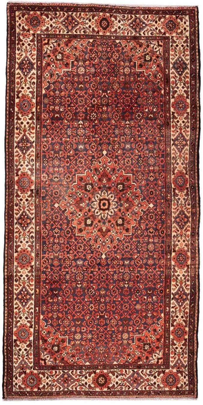 Hand-Knotted Medallion Area Rug - Navy Blue and Red - 178X173 CM | 5'10"X5'8" therugsoutlet.ca