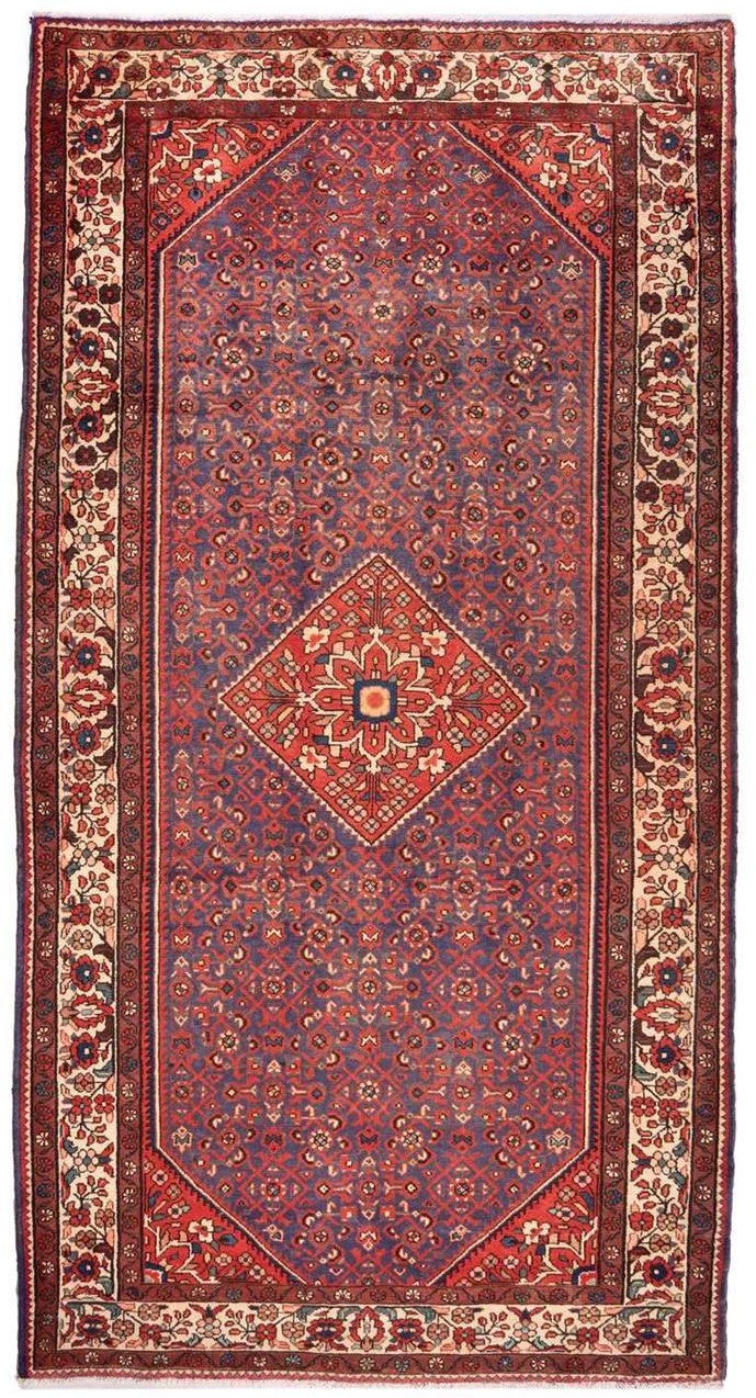 Hand-Knotted Medallion Area Rug - Navy Blue and Red - 181X166 CM | 5'11"X5'5" therugsoutlet.ca
