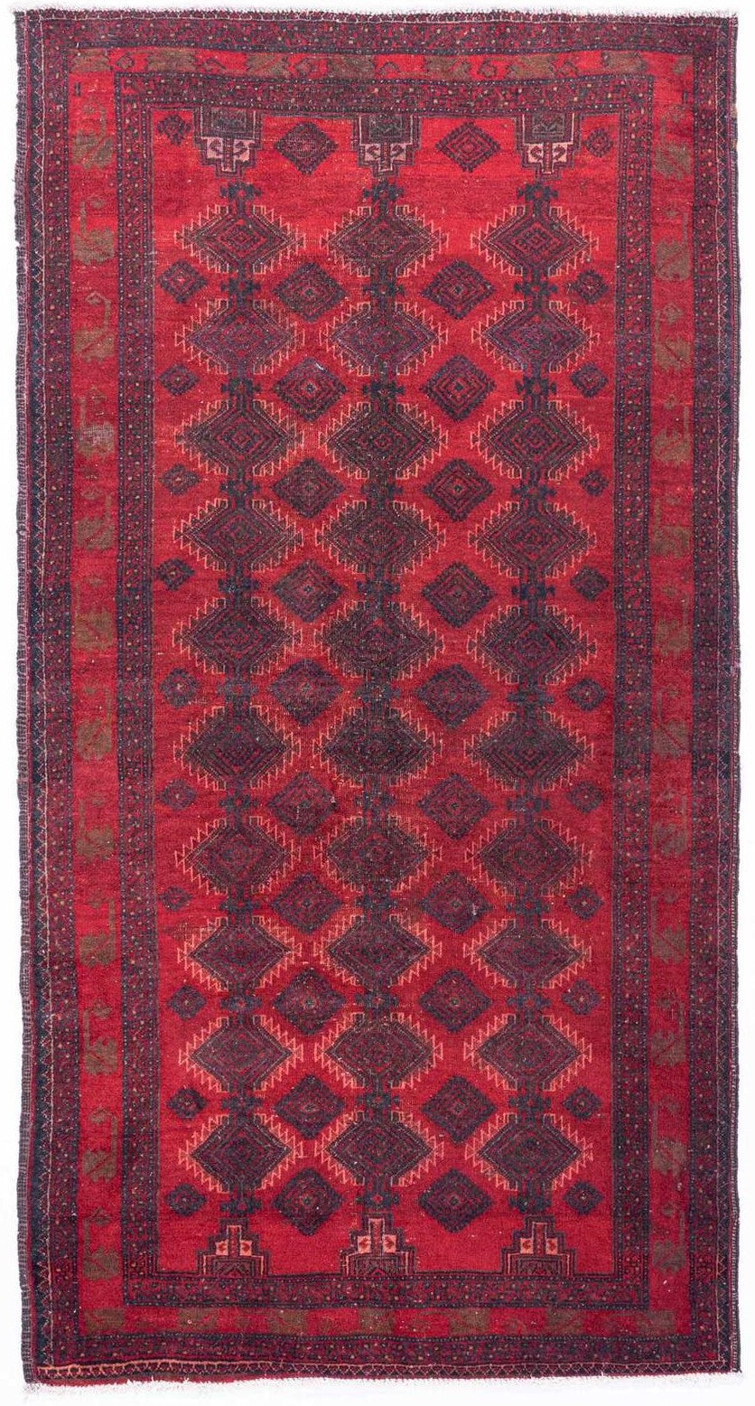 Hand-Knotted Floral Area Rug - Red - 210X110 CM | 6'11"X3'7" therugsoutlet.ca