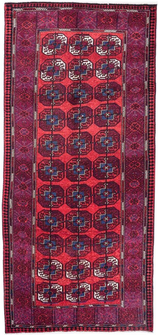 Hand-Knotted Floral Runner Rug - red - 292X142 CM | 9'7"X4'8" therugsoutlet.ca