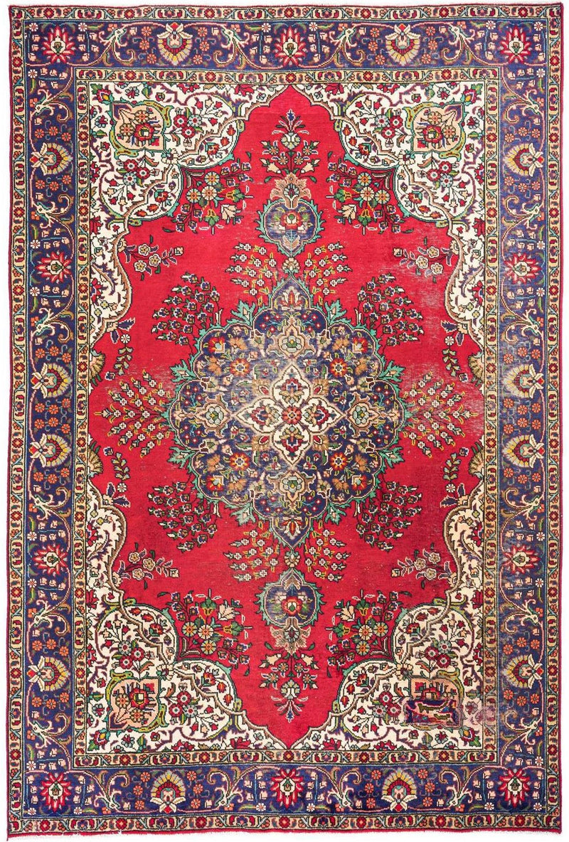 Hand-Knotted Medallion Area Rug – Red – 296X200 CM | 9'7"X6'6" therugsoutlet.ca
