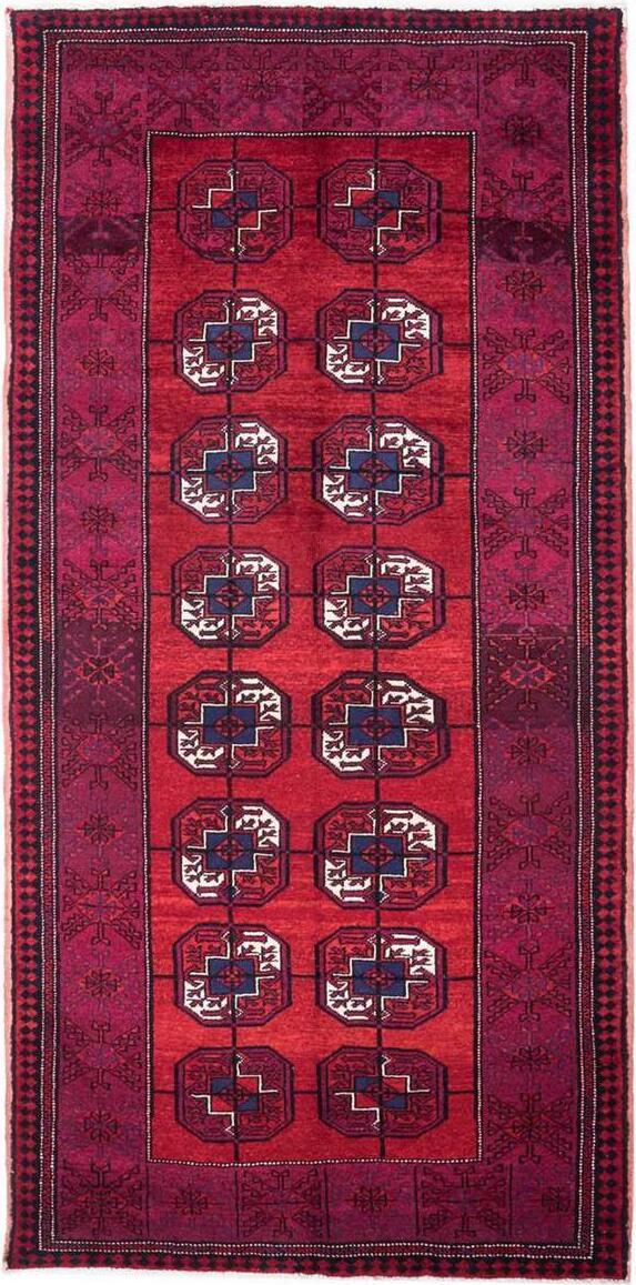Hand-Knotted Floral Runner Rug - red - 300X140 CM | 9'10"X4'7" therugsoutlet.ca