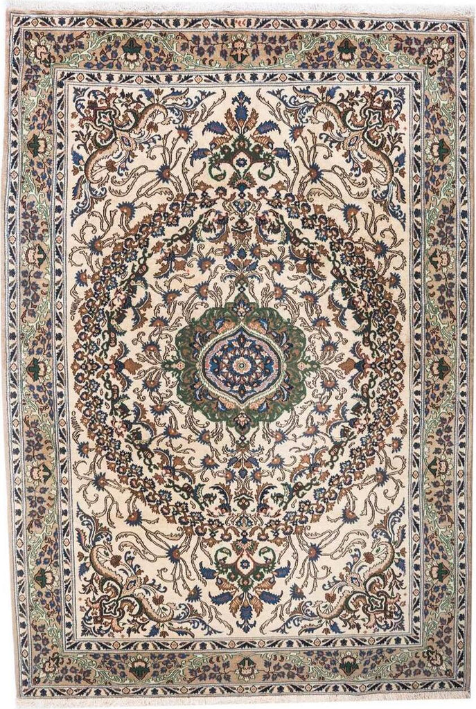 Hand-Knotted Medallion Area Rug - Cream - 305X200 CM | 10'0"X6'7" therugsoutlet.ca