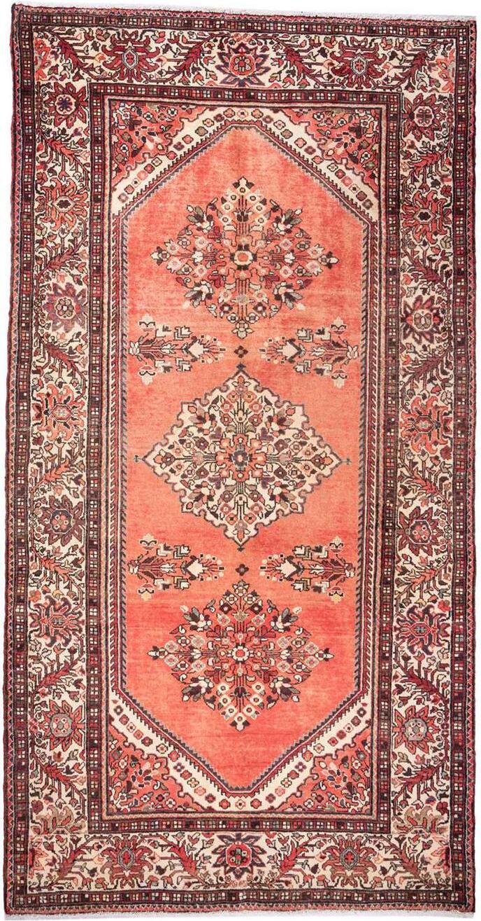 Hand-Knotted Medallion Runner Rug - Red - 308X133 CM | 10'1"X4'4" therugsoutlet.ca