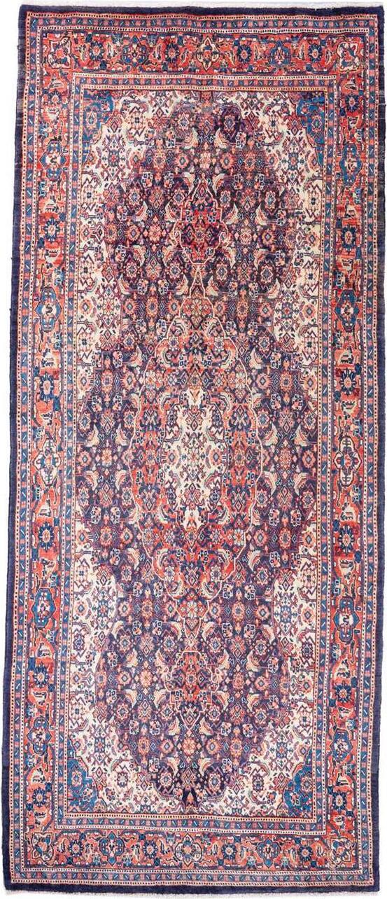 Hand-Knotted Medallion Runner Rug - Navy Blue - 312X132 CM | 10'3"X4'4" therugsoutlet.ca