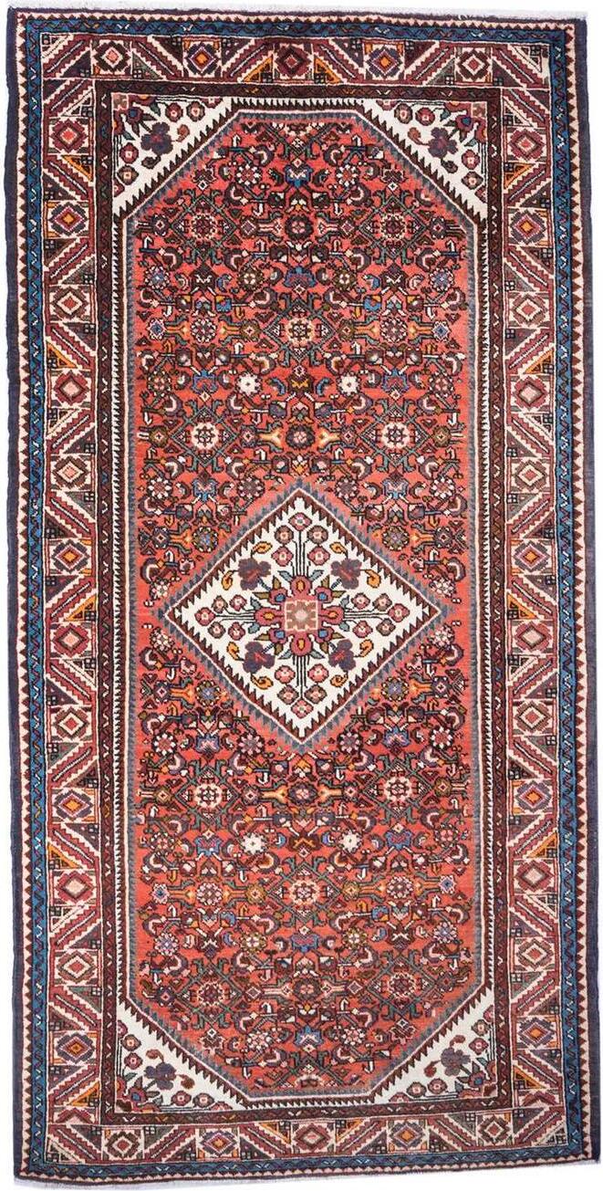 Hand-Knotted Medallion Runner Rug - red - 317X155 CM | 10'5"X5'1" therugsoutlet.ca