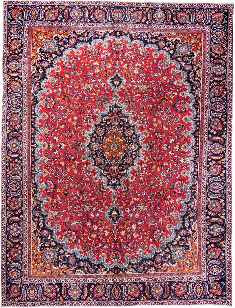 Hand-Knotted Medallion Area Rug - Red - 376X281 CM | 12'4"X9'3" therugsoutlet.ca