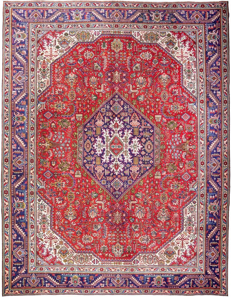 Hand-Knotted Medallion Area Rug - Red - 377X292 CM | 12'4"X9'7" therugsoutlet.ca