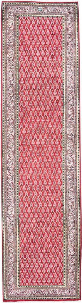 Hand-Knotted Floral Runner Rug - red - 383X100 CM | 12'7"X3'3" therugsoutlet.ca