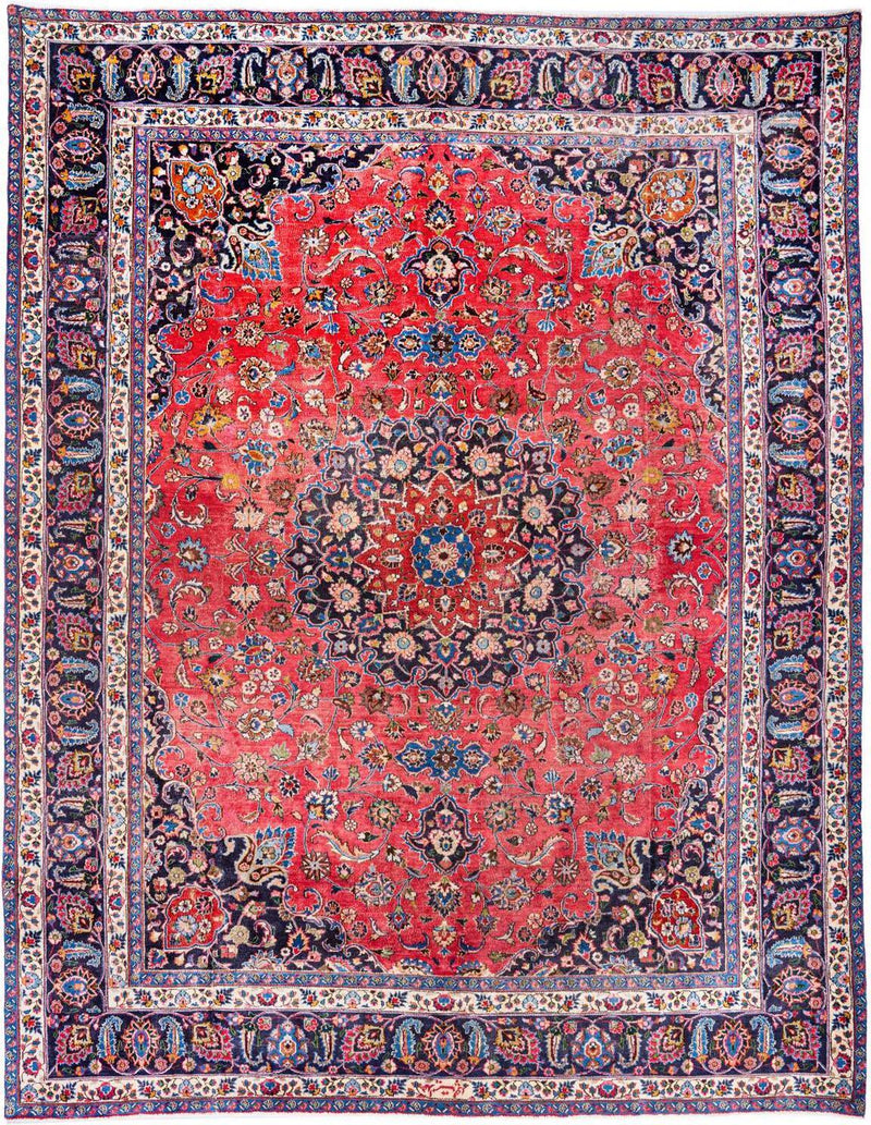 Hand-Knotted Medallion Area Rug - Red - 383X293 CM | 12'7"X9'7" therugsoutlet.ca