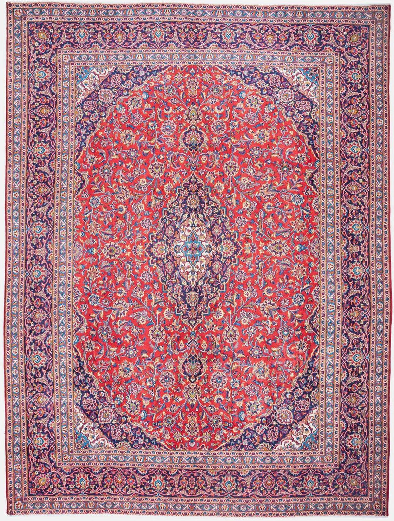 Hand-Knotted Medallion Area Rug - Red - 384X282 CM | 12'7"X9'3" therugsoutlet.ca