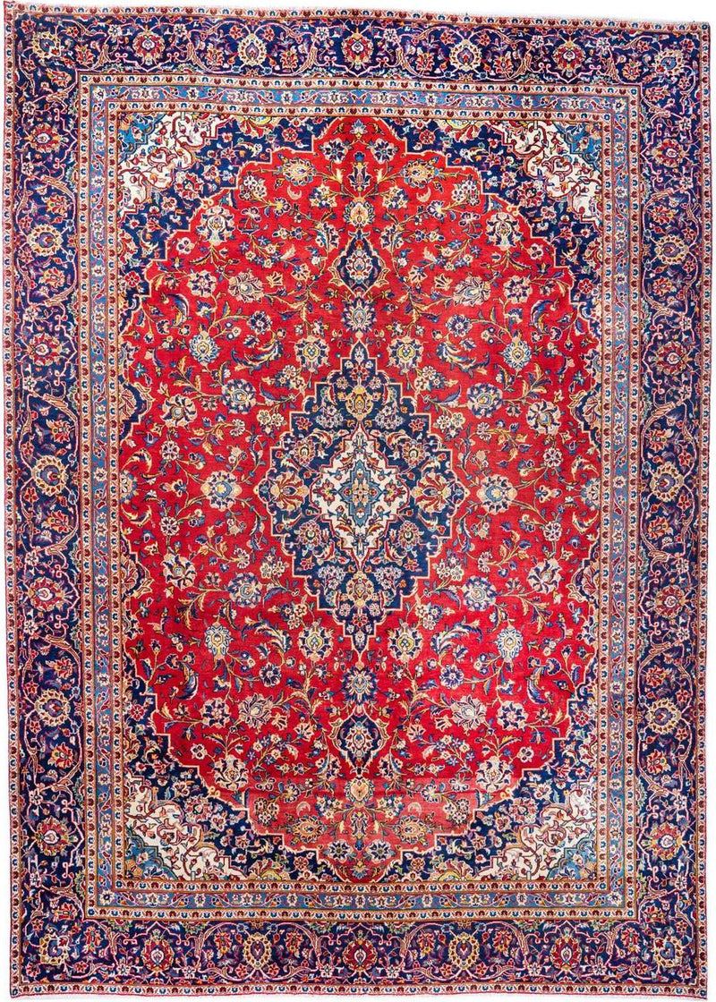Hand-Knotted Medallion Area Rug - Red - 387X272 CM | 12'8"X8'11" therugsoutlet.ca