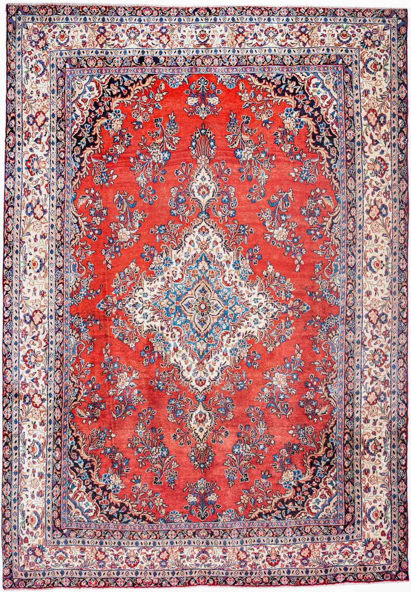 Hand-Knotted Medallion Area Rug - Red - 387X291 CM | 12'8"X9'7" therugsoutlet.ca