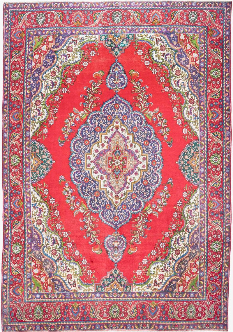 Hand-Knotted Medallion Area Rug - Red - 392X280 CM | 12'10"X9'2" therugsoutlet.ca