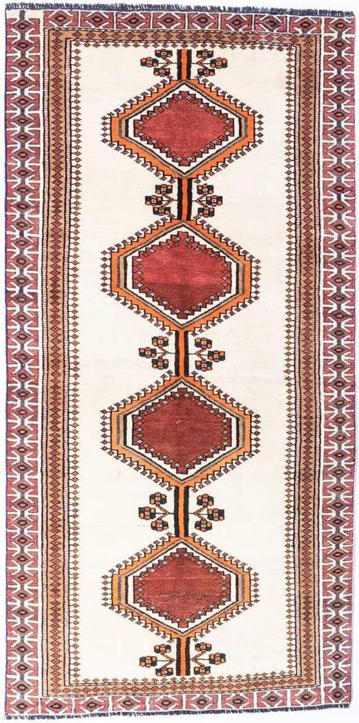 Hand-Knotted Multi medallion Runner Rug - Cream - 247X117 CM | 8'1"X3'10" therugsoutlet.ca