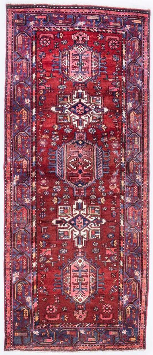 Hand-Knotted Multi medallion Runner Rug - Red - 285X115 CM | 9'4"X3'9" therugsoutlet.ca