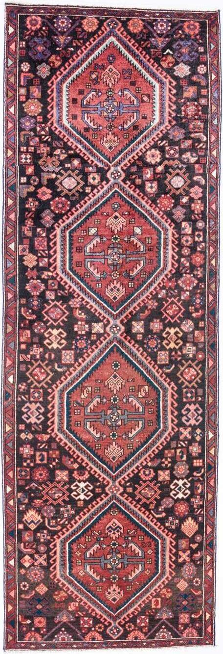 Hand-Knotted Multi medallion Runner Rug - Navy Blue - 300X105 CM | 9'10"X3'5" therugsoutlet.ca